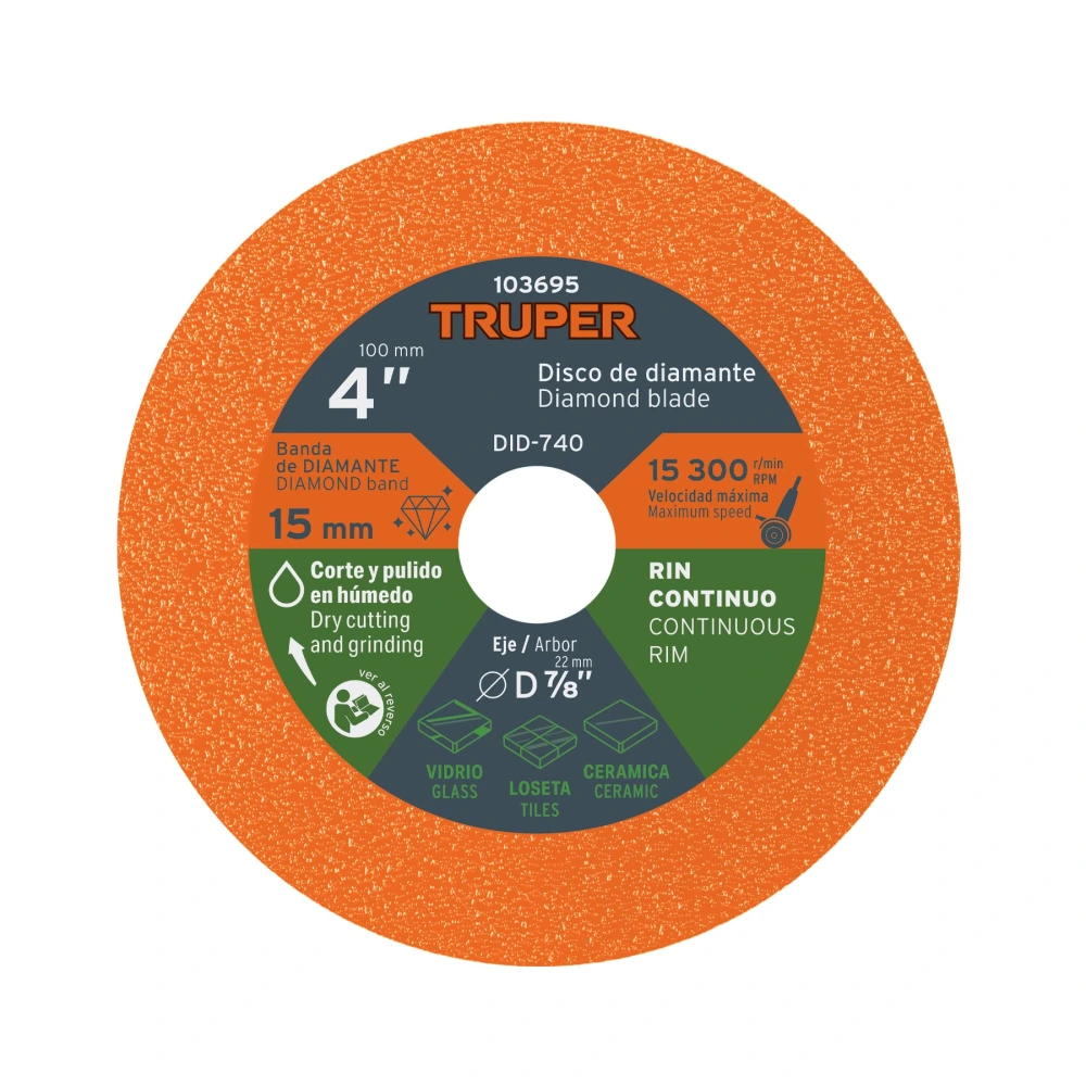[DID-740] 103695 DISCO DE DIAMANTE 4', CORTE DE VIDRIO, TRUPER
