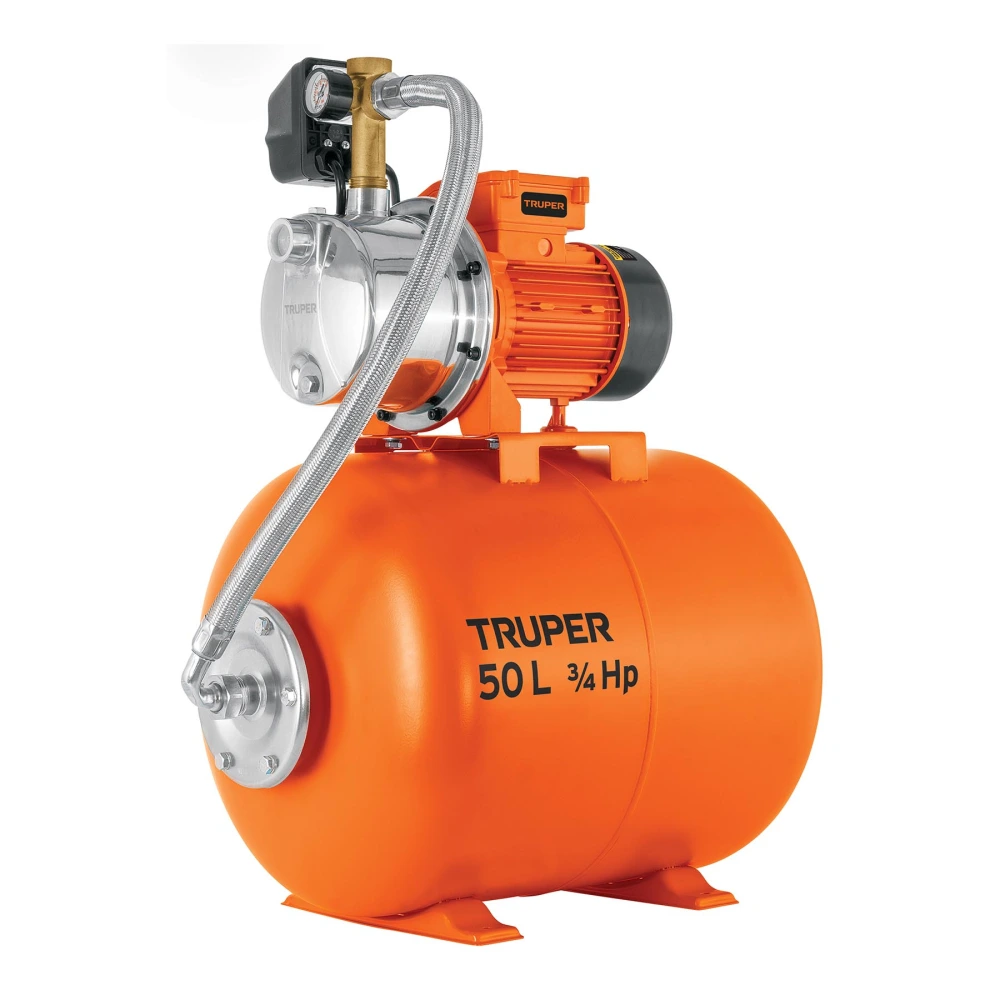 104047 EQUIPO HIDRONEUMÁTICO 50L, JET INOXIDABLE 3/4 HP, TRUPER