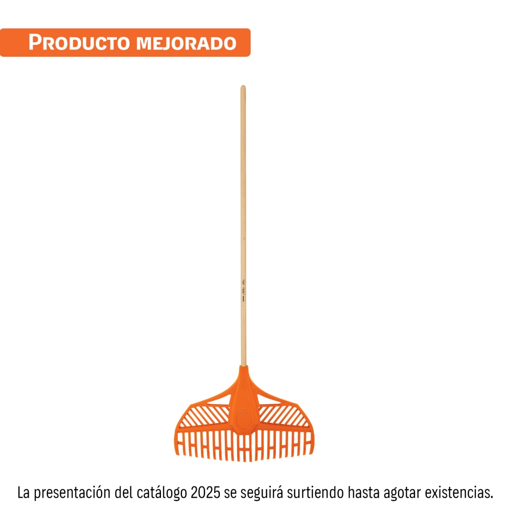 [EP-23X] 11107 ESCOBA PLÁSTICA PARA JARDÍN, FLEXIBLE, 23 DIENTES, MANGO 48'